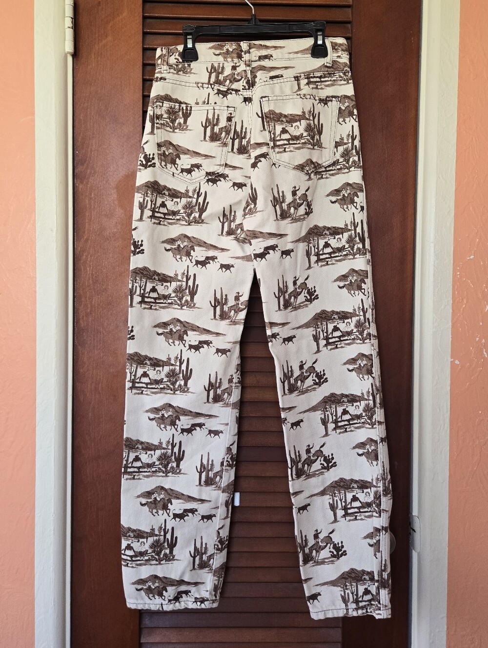 Reformation Sonora High Rise Straight Jeans Cowboy Toile Western Print Size 24 - Picture 3 of 10